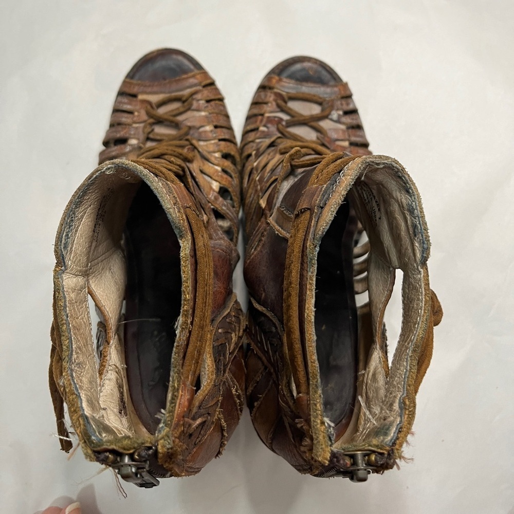 Freebird Wazee Bootie Sandal Brown Sz 7 Cowgirl western boho distressed - Picture 3 of 13